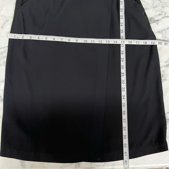 A.L.C black faux wrap midi dress Strappy open back pockets cocktail LBD size 8 - Picture 8 of 11